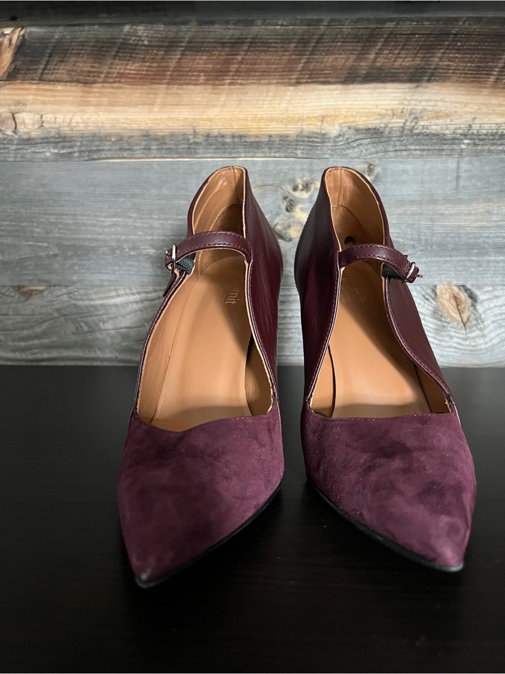 Pointed Mary Jane Heels in Deep Burgundy